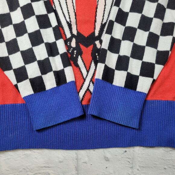 Love Moschino Race Theme Boop Babe Logo Sweater Stars Red Blue White size Small - Picture 12 of 16